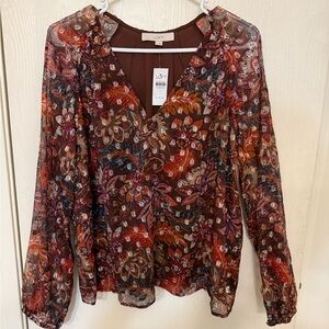 LOFT Women's Multicolor Floral Blouse